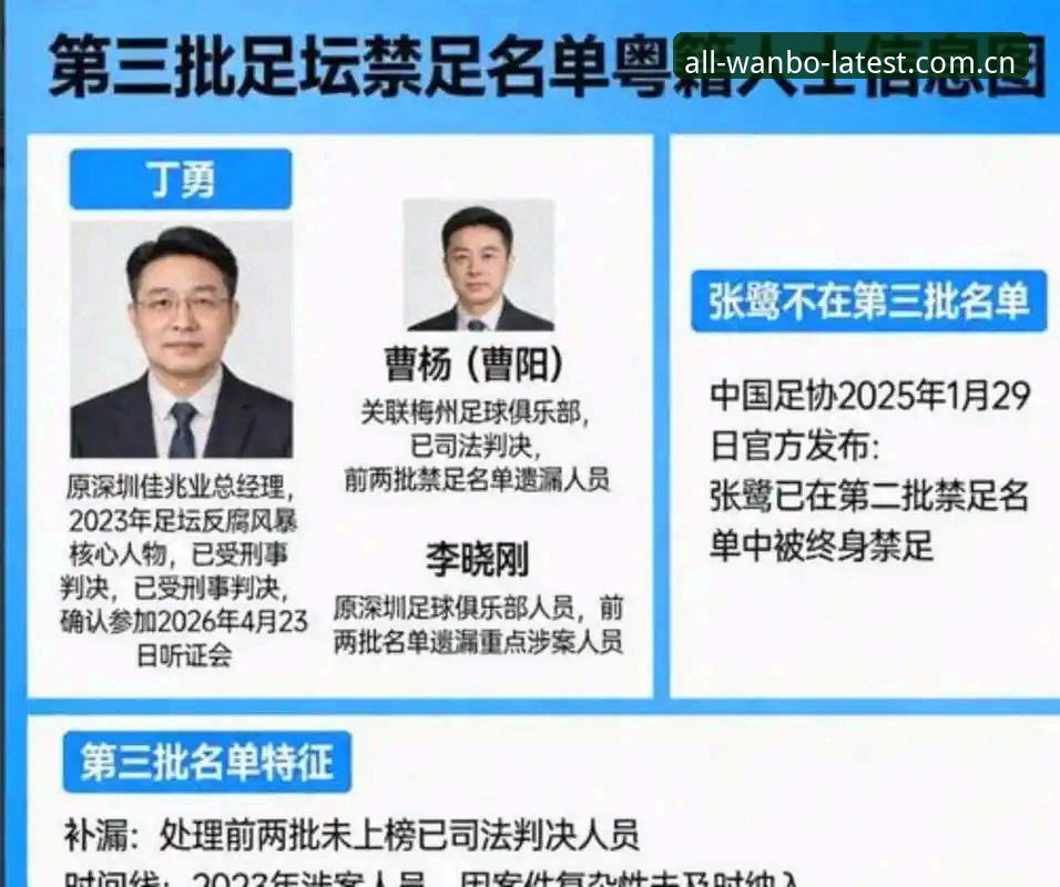足协第三批禁足名单详解：65人受罚，终身禁赛17人